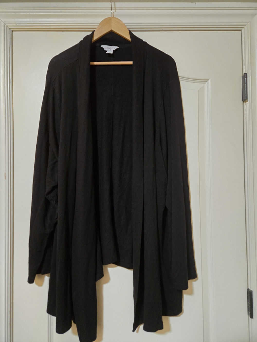 Liz Claiborne Black Open-Front Draped Cardigan Cozy Layering